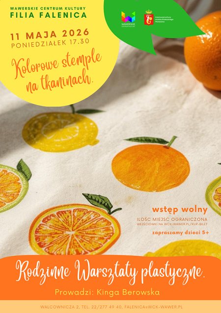 Warsztaty rodzinne "Kolorowe stemple na tkaninach" w WCK Falenica