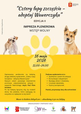 Impreza plenerowa "Cztery łapy szczęścia - adoptuj Wawerczyka" w WCK Falenica